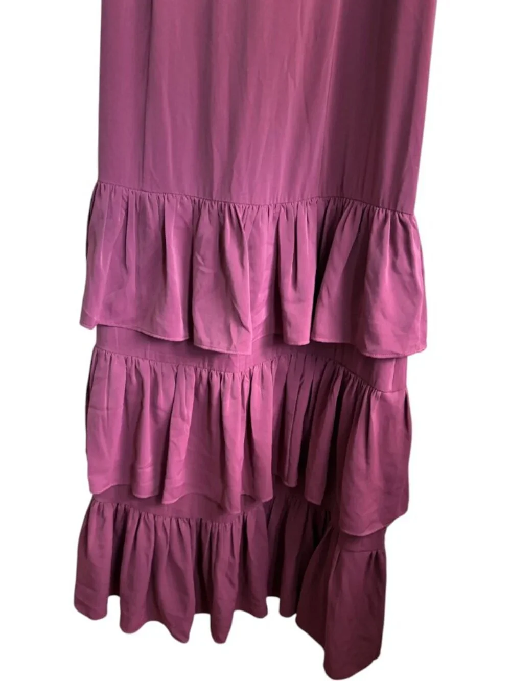 Abercrombie and Fitch Ruffle Tiered Maxi Dress Burgundy Red medium Tall MT